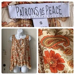 Patrons of Peace BOHO Paisley Ruffle Tank Top